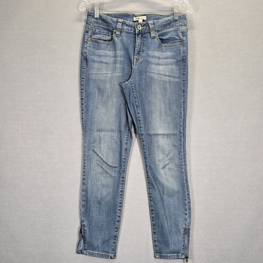 CAbi Jeans Women's 4 Blue Medium Wash Boyfriend Jeans Zipper On Ankle